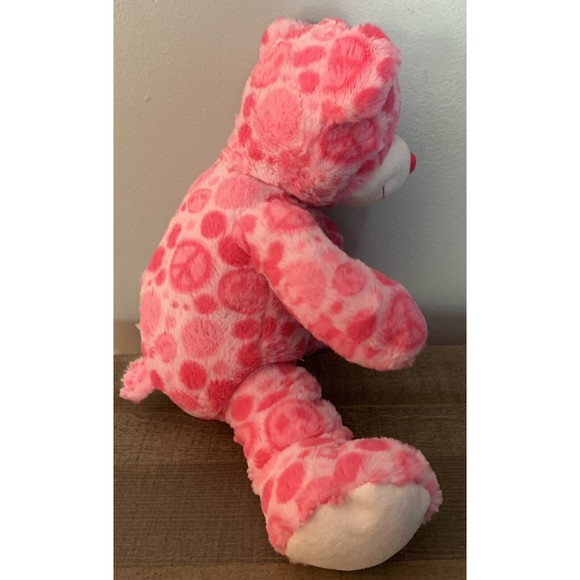 Teddy Mountain Pink Peace Sign Bear 16" Plush Musical Plays Twinkle Little Star - Picture 7 of 9